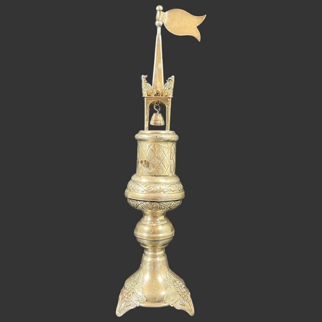 Sterling Silver Spice Tower w/ Bell & Flag Finial (1 of 9)