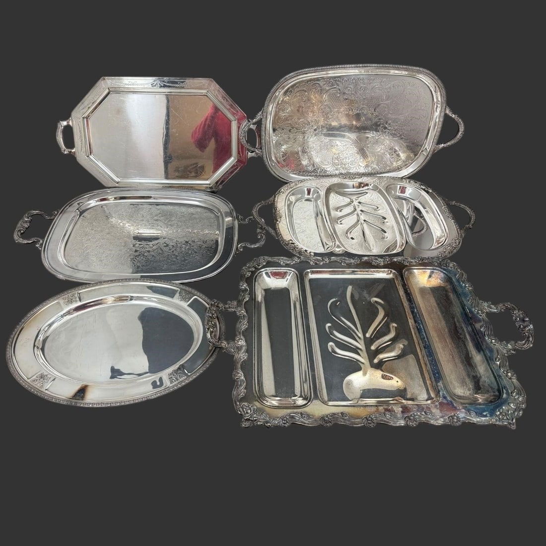 Group of American Silverplate Serving Trays (1 of 16)