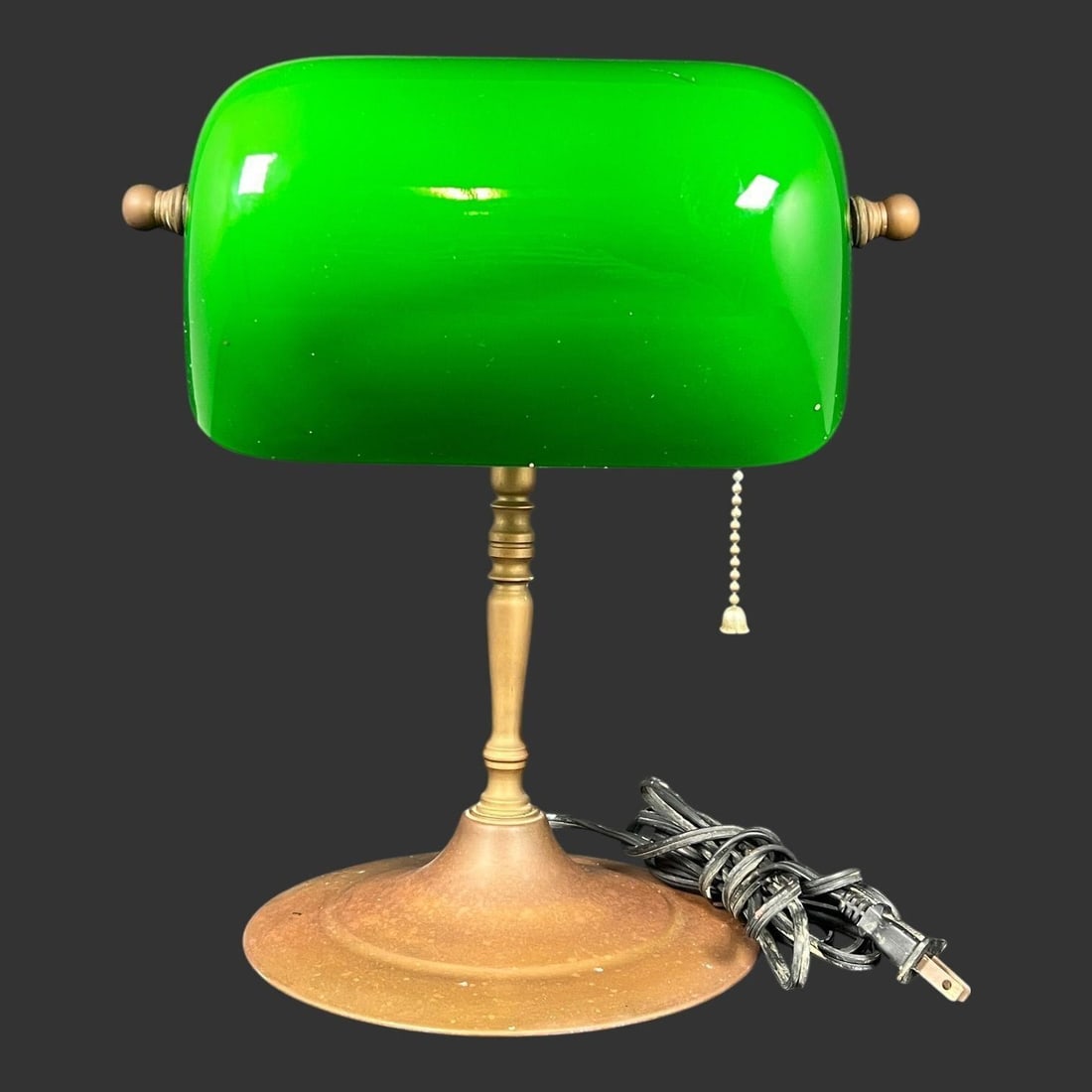 Vintage Green Glass Banker's Desk Lamp (1 of 8)
