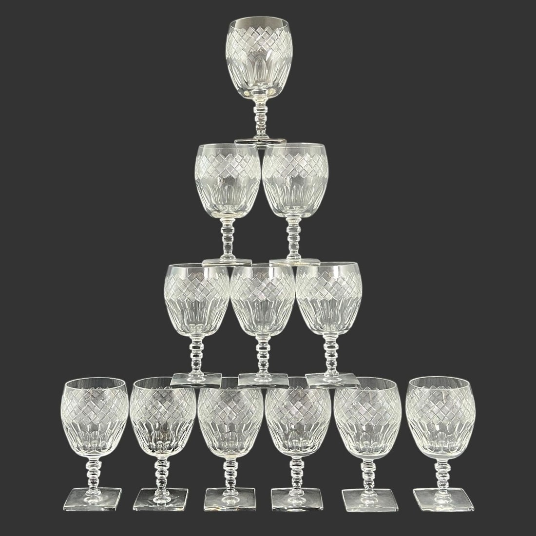 Set of 12 Hawkes Cut Crystal Donisel Wine Goblets (1 of 10)