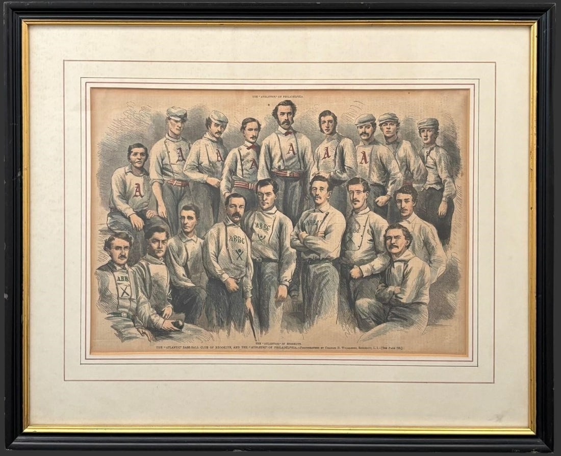 19th C Baseball Teams Print, Atlantics & Athletics (1 of 5)