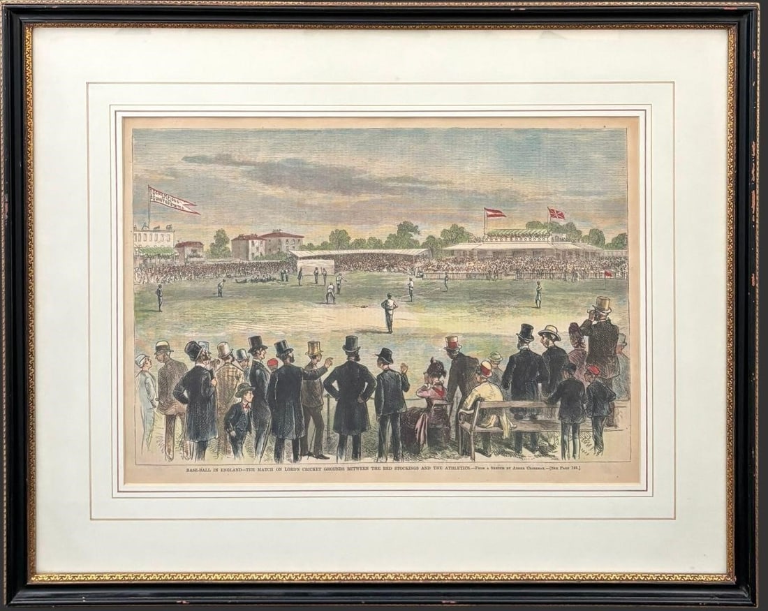 19th C. Baseball in England Engraving, Lord's (1 of 6)