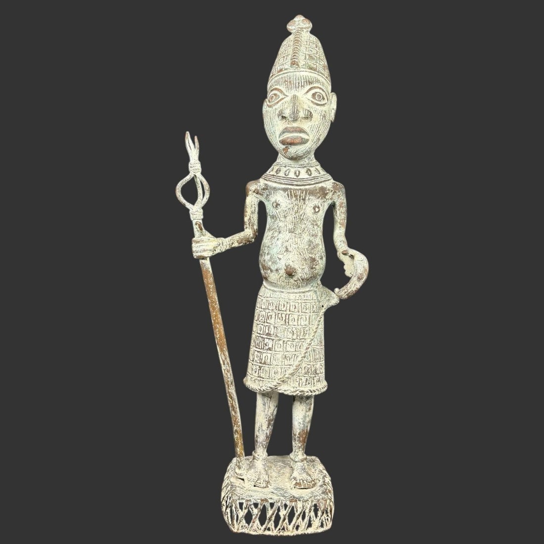 African Tribal Bronze Figure with Staff (1 of 7)