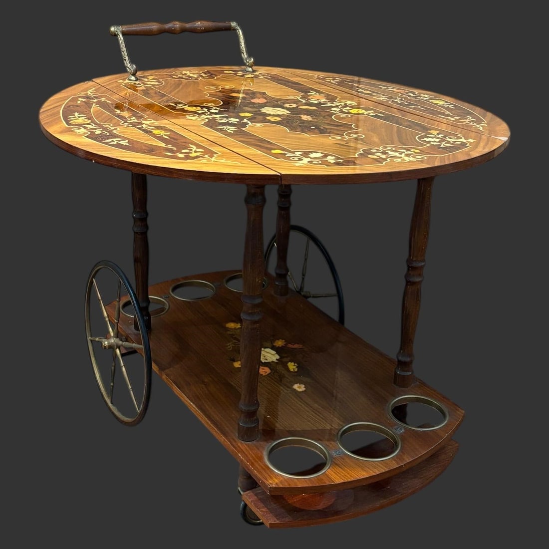 Italian Inlaid Walnut Bar / Drinks Cart (1 of 14)