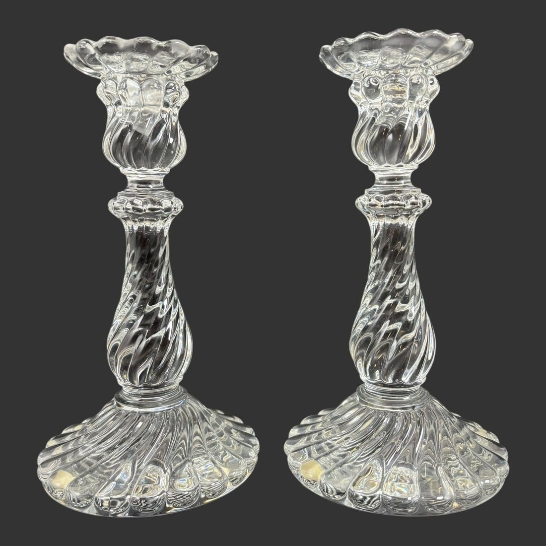 Pair Baccarat France Crystal Swirl Candlesticks (1 of 6)