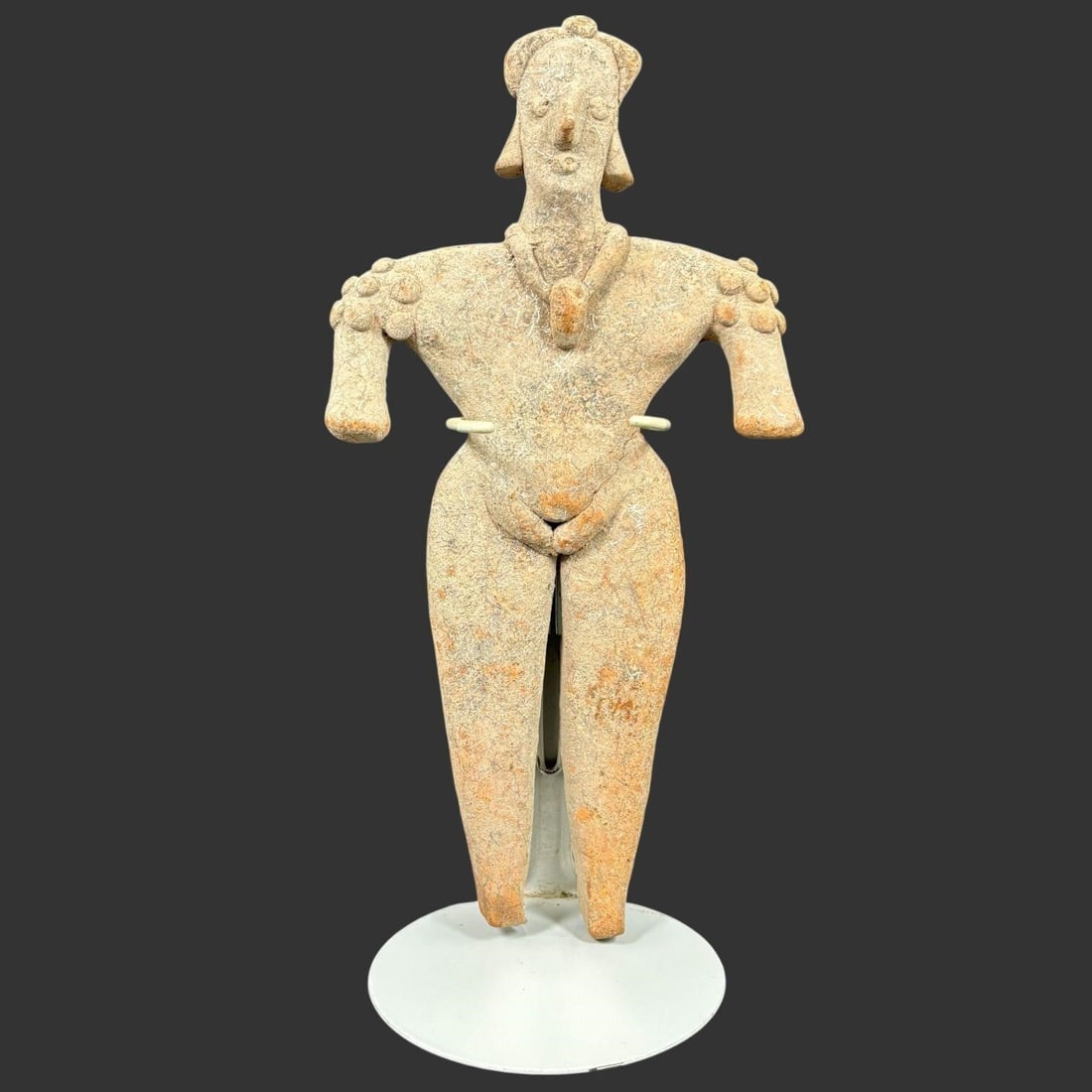 Ancient Terracotta Female Idol Figurine on Stand (1 of 9)