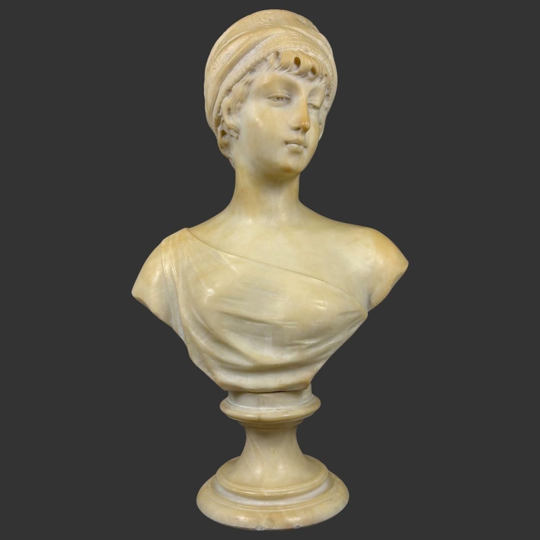 Antique Italian Carrara Marble Lady Bust Sculpture (1 of 7)