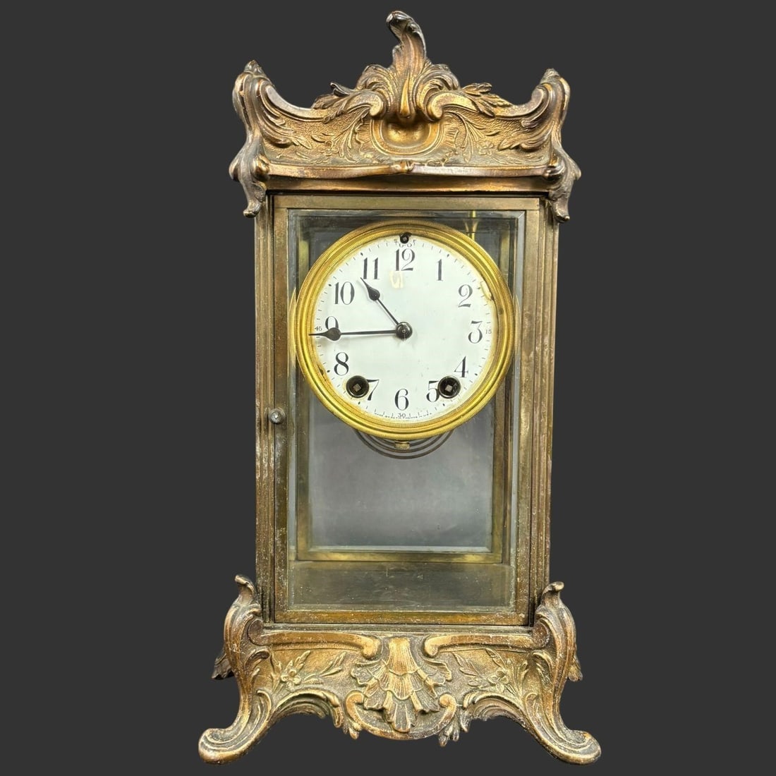 Antique Seth Thomas Brass & Glass Mantel Clock (1 of 12)