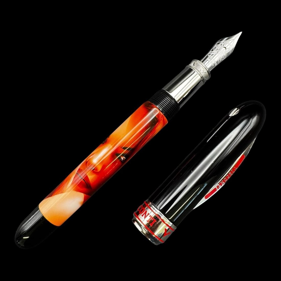 Visconti Mazzi Gazes Elisa Limited Edition Fountain Pen: This striking Visconti Mazzi “Gazes Elisa” limited edition fountain pen is a beautifully crafted writing instrument that blends fine Italian artistry with high-end performance. The barrel