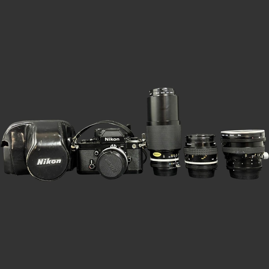 Vintage Nikon F2 AS 35mm Film Camera Kit w/ 3 Lenses: Offe