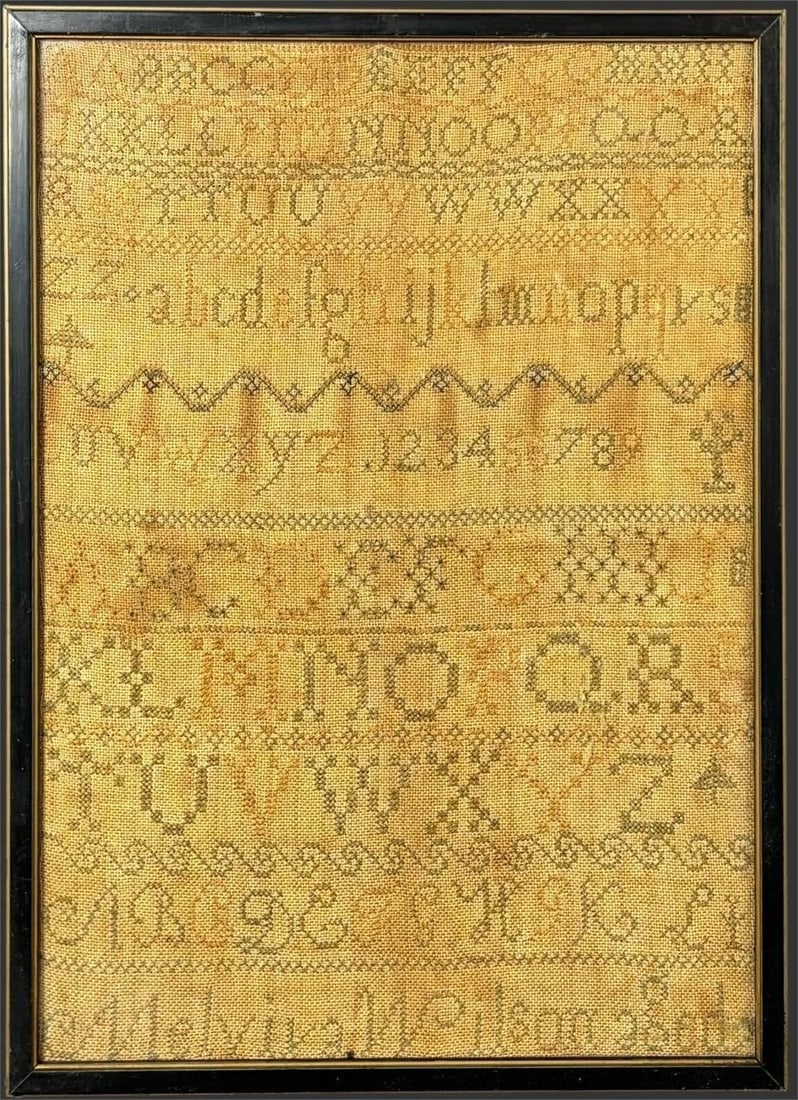 18th C. American Needlework Sampler by Melvina Wilson (1 of 4)