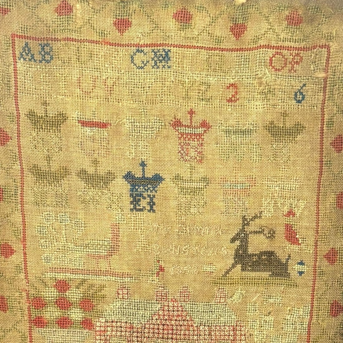 Early 19th C. Framed Sampler Dated 1826 - 2