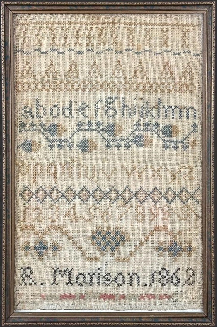 1862 Alphabet Needlework Sampler "R. Morison" (1 of 2)