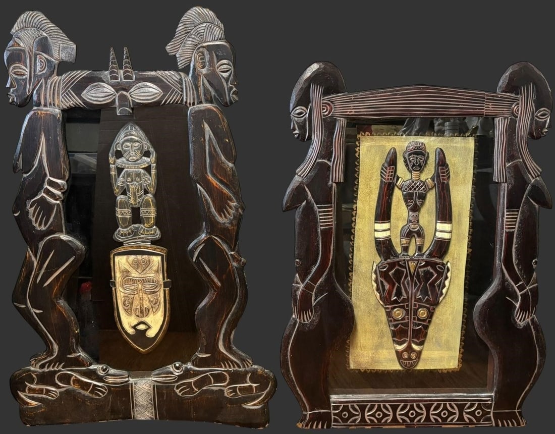 Hand-Carved African Tribal Figural Wall Cabinet / Reliquary (1 of 5)