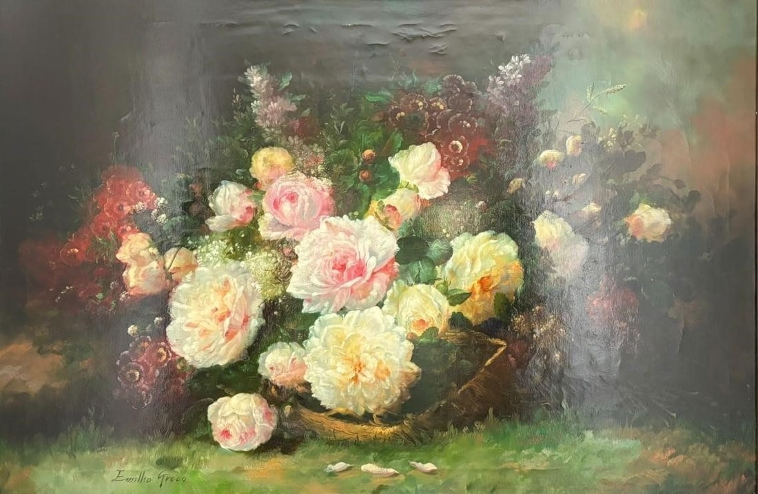 Emilio Greco (Italian, B.1932) Still Life Flowers Painting (1 of 6)