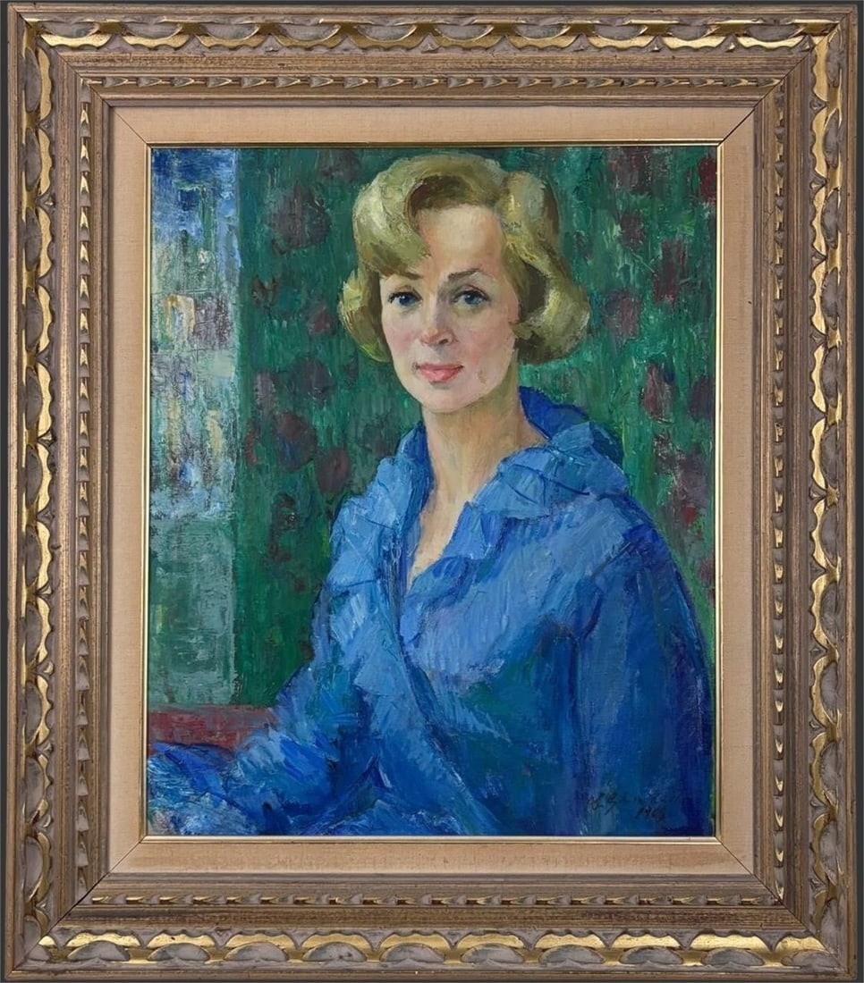 Mid-Century Female Portrait Oil Painting Signed & Dated