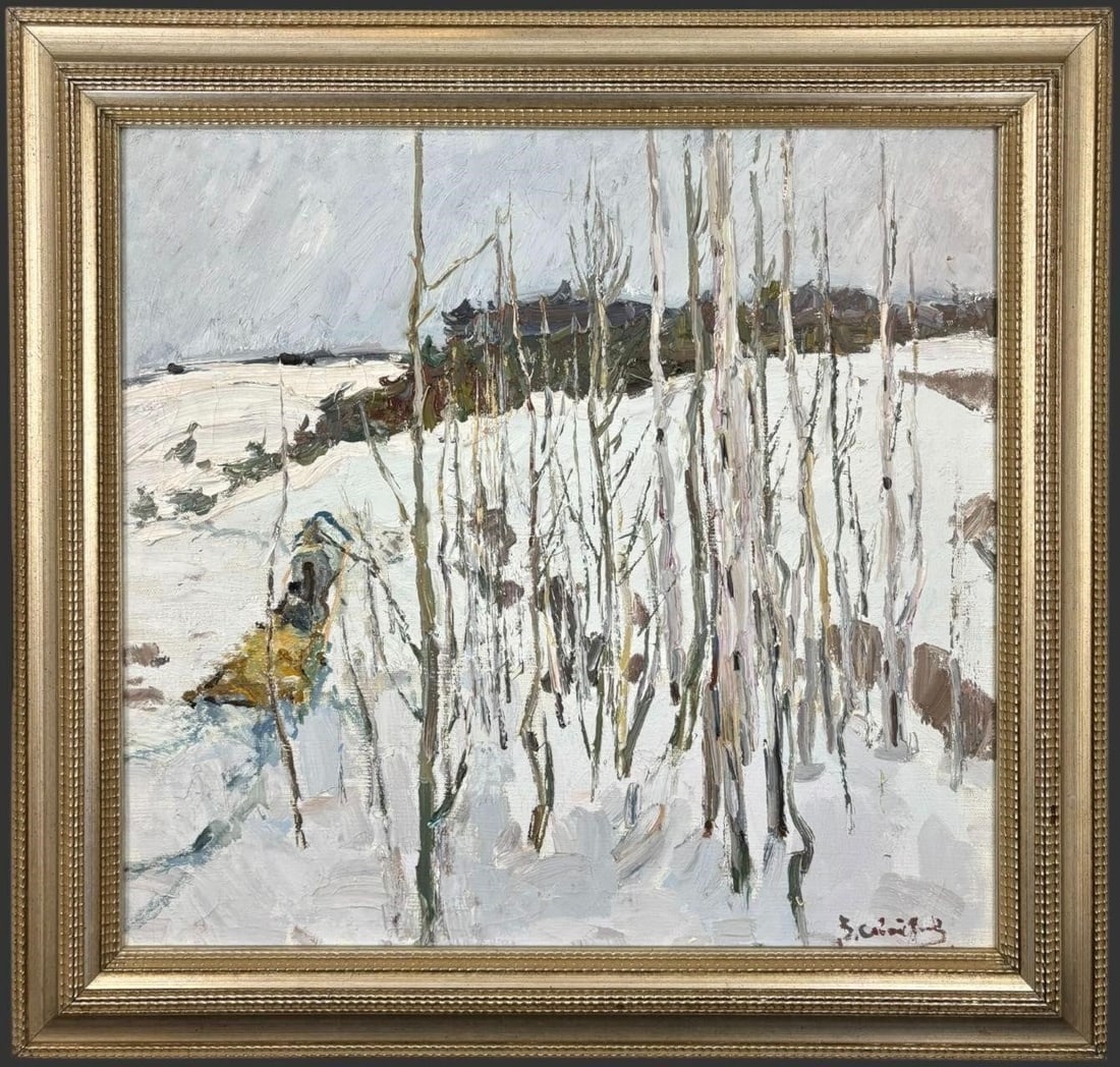 Impressionist Winter Landscape Oil Painting Signed (1 of 5)