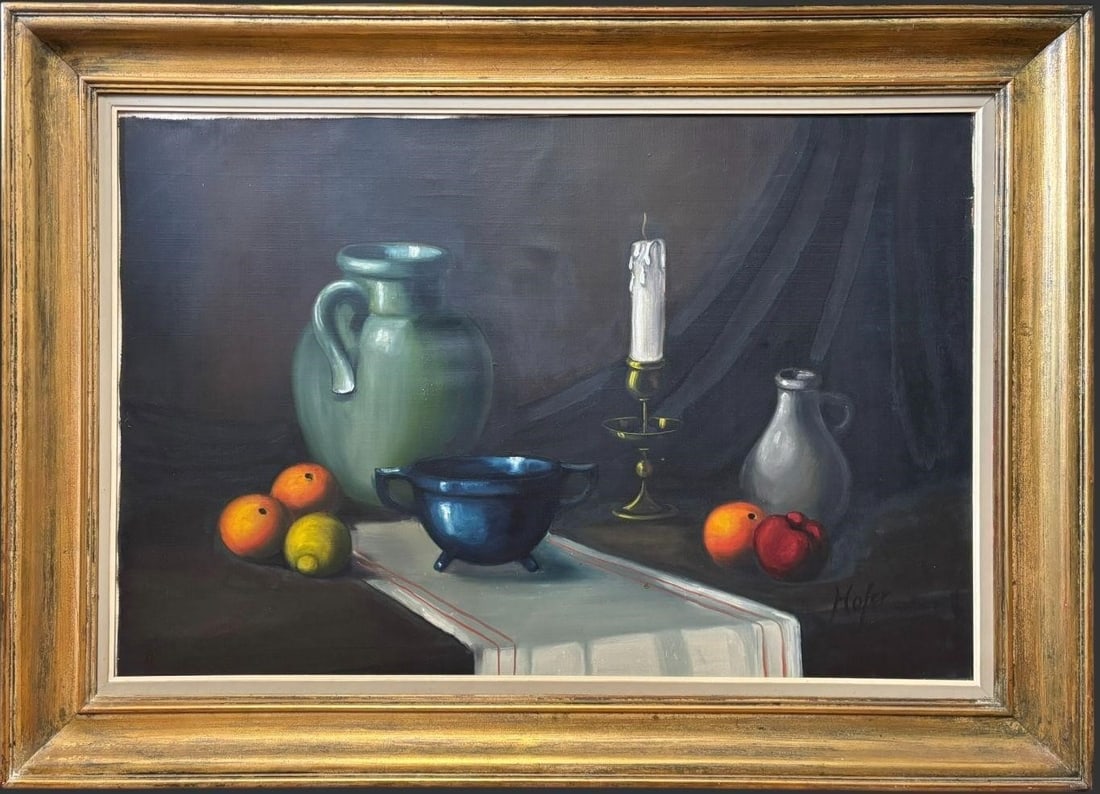 Framed Signed “Hofer?? Still Life Oil Painting
