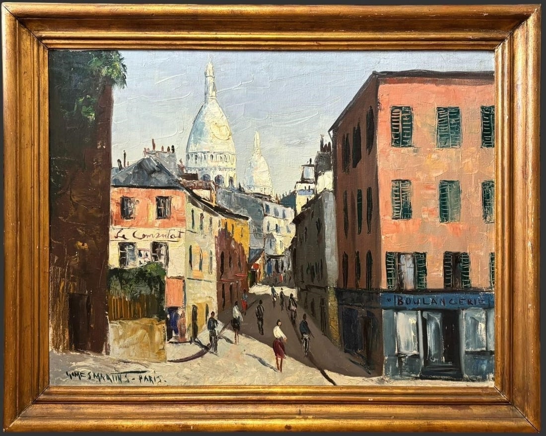 Impressionist Paris Montmartre Street Scene Oil Painting (1 of 5)
