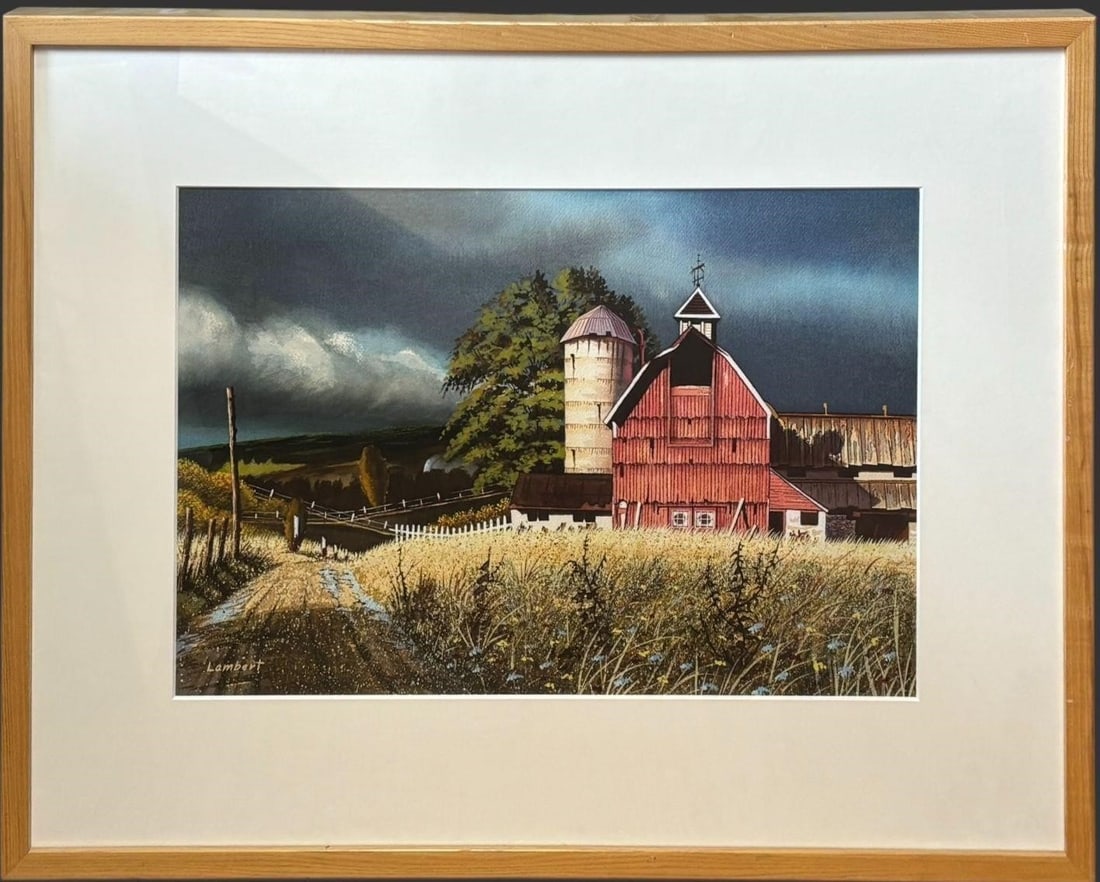 Lambert (American, 20th. C) Rural Barn Landscape Watercolor (1 of 5)