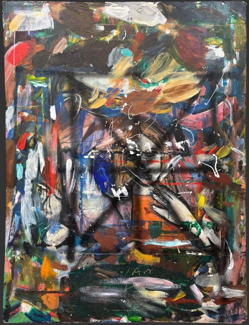 Hochhalter 1993 Mixed Media Abstract Figural Painting (1 of 8)