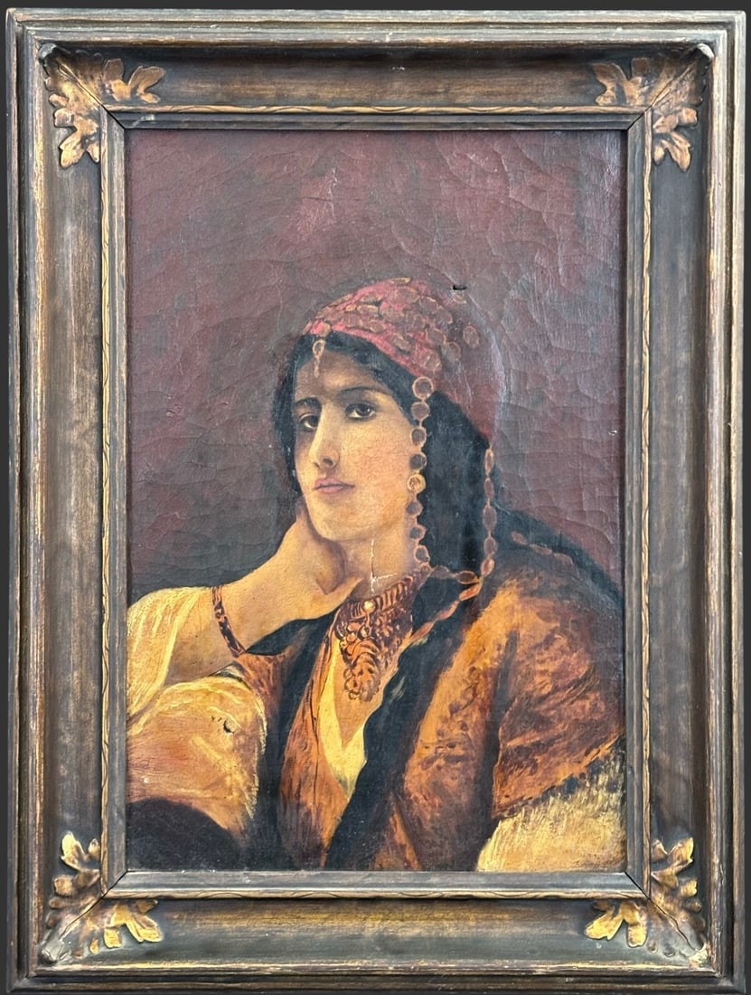 Antique 19th Century Oil Portrait of a Young Gypsy Woman (1 of 9)
