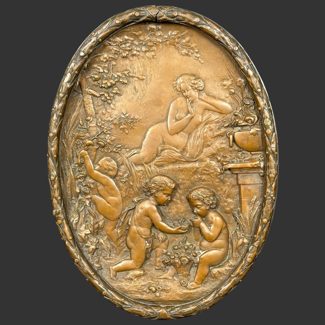 Art Nouveau Bronze Relief Plaque with Classical Figures and Cherubs (1 of 5)