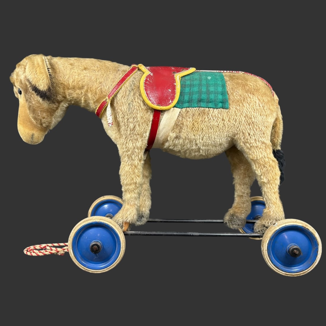 Vintage Steiff Donkey Pull Toy on Wheels with Saddle and Harness (1 of 10)