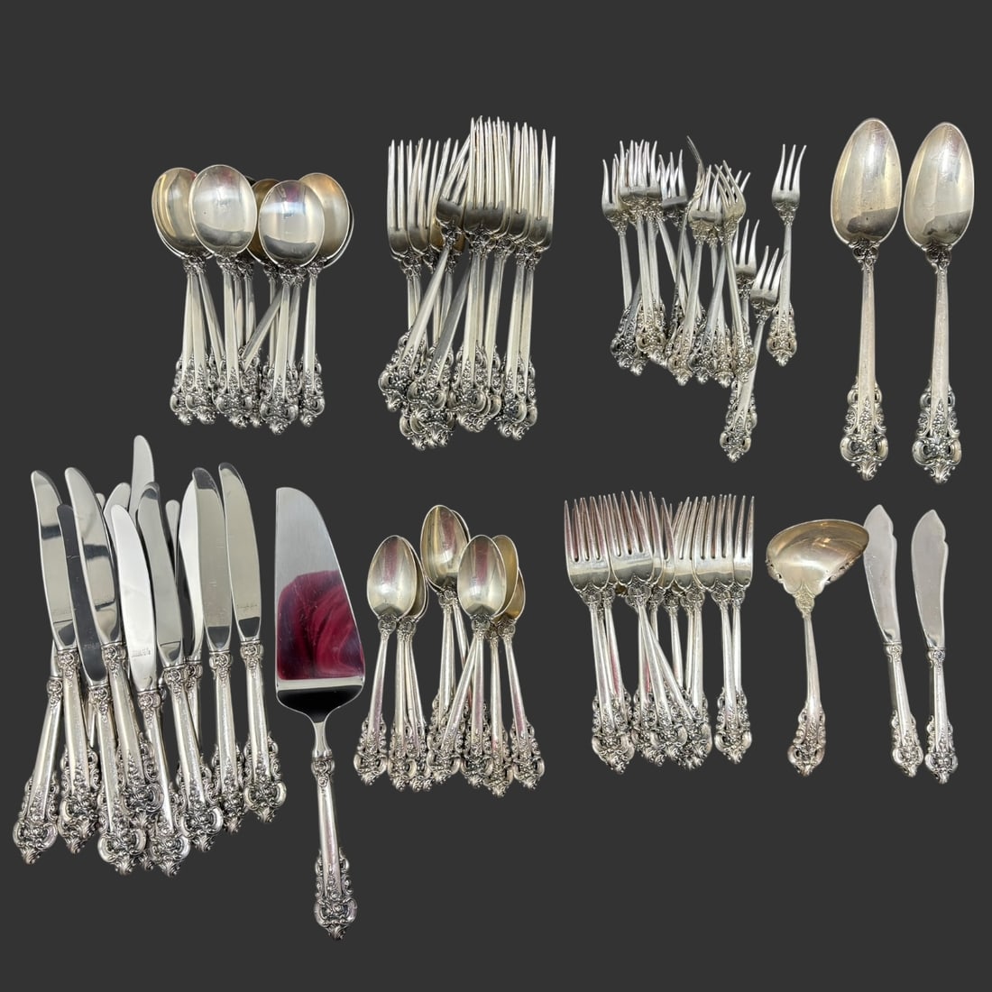Wallace Sterling Silver Flatware Set, Grande Baroque Pattern (1 of 13)