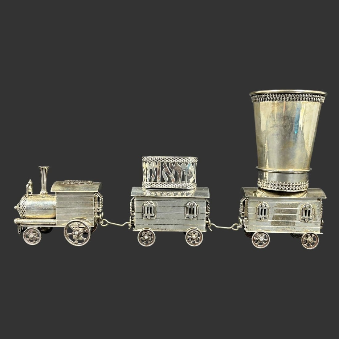 Sterling Silver & Enamel Judaica Spice Train Set (1 of 9)