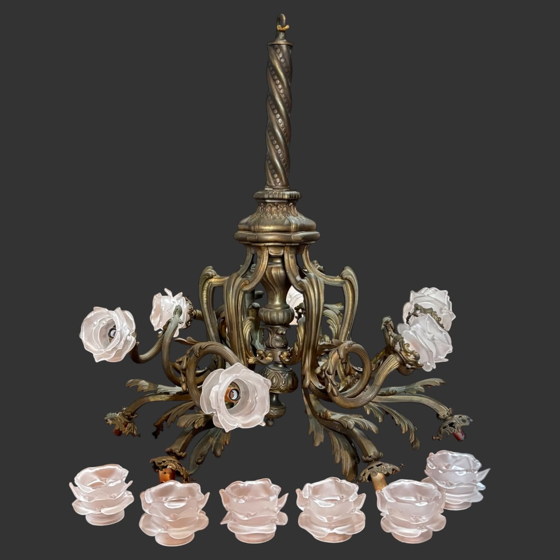 19th Century Heavy 12 Light Bronze Chandelier NYC Street Light: A s