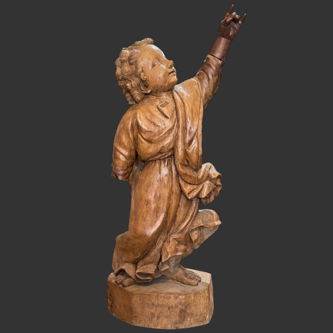 Antique Large Ornate Carved Wood Cherub Figure (1 of 12)