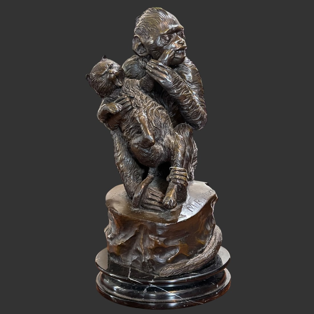 Large Bronze Sculpture Of A Monkey Signed Maurice Roger Marx: A str