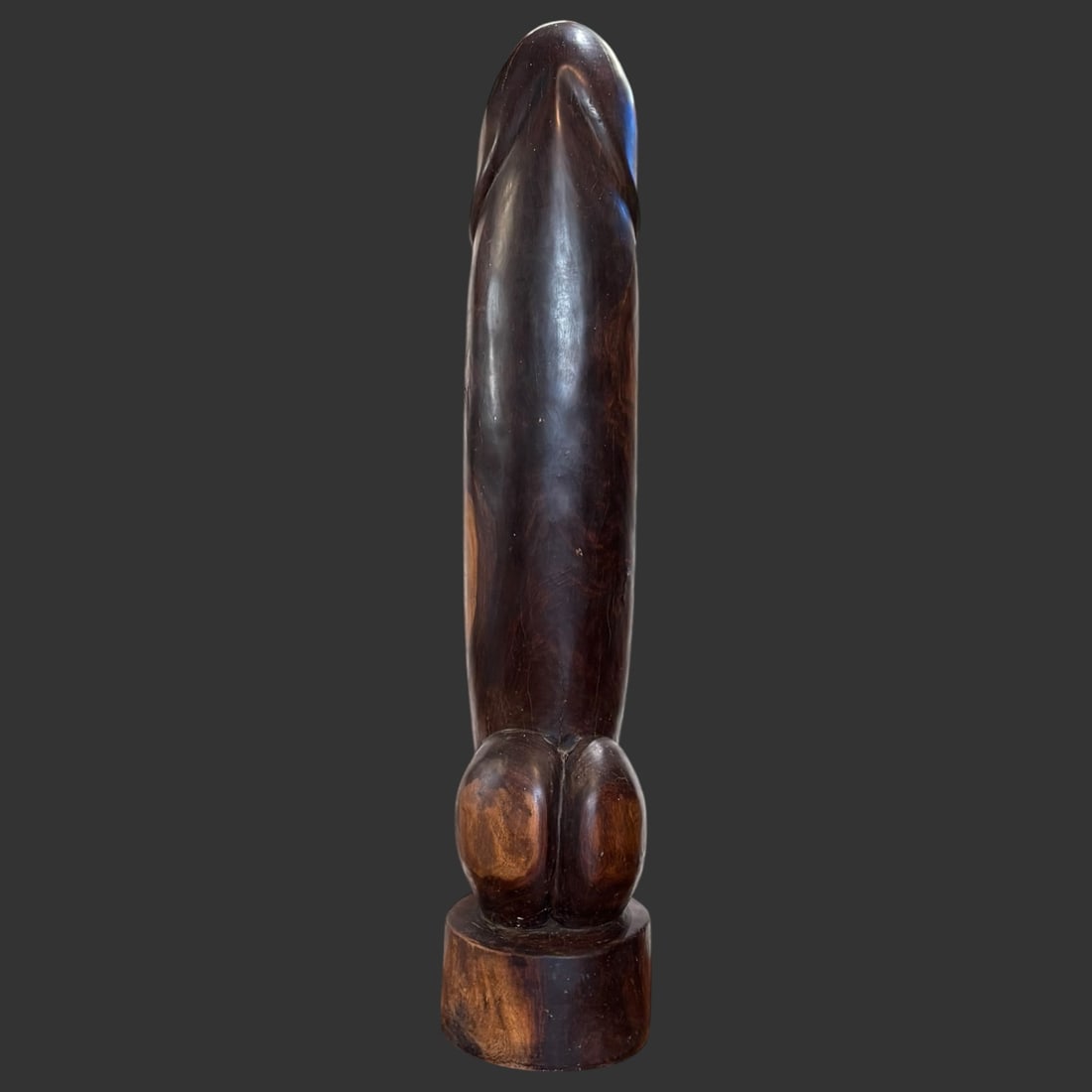 Large Carved Exotic Wood Phallus Rosewood Or Other (1 of 9)