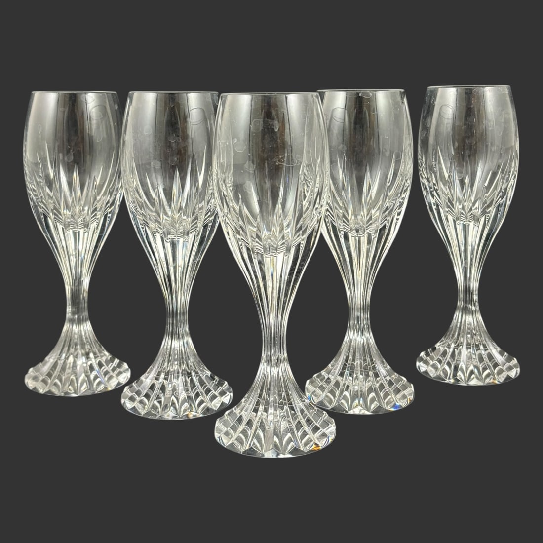 Set of 5 Baccarat Massena Crystal Champagne Flutes (1 of 6)