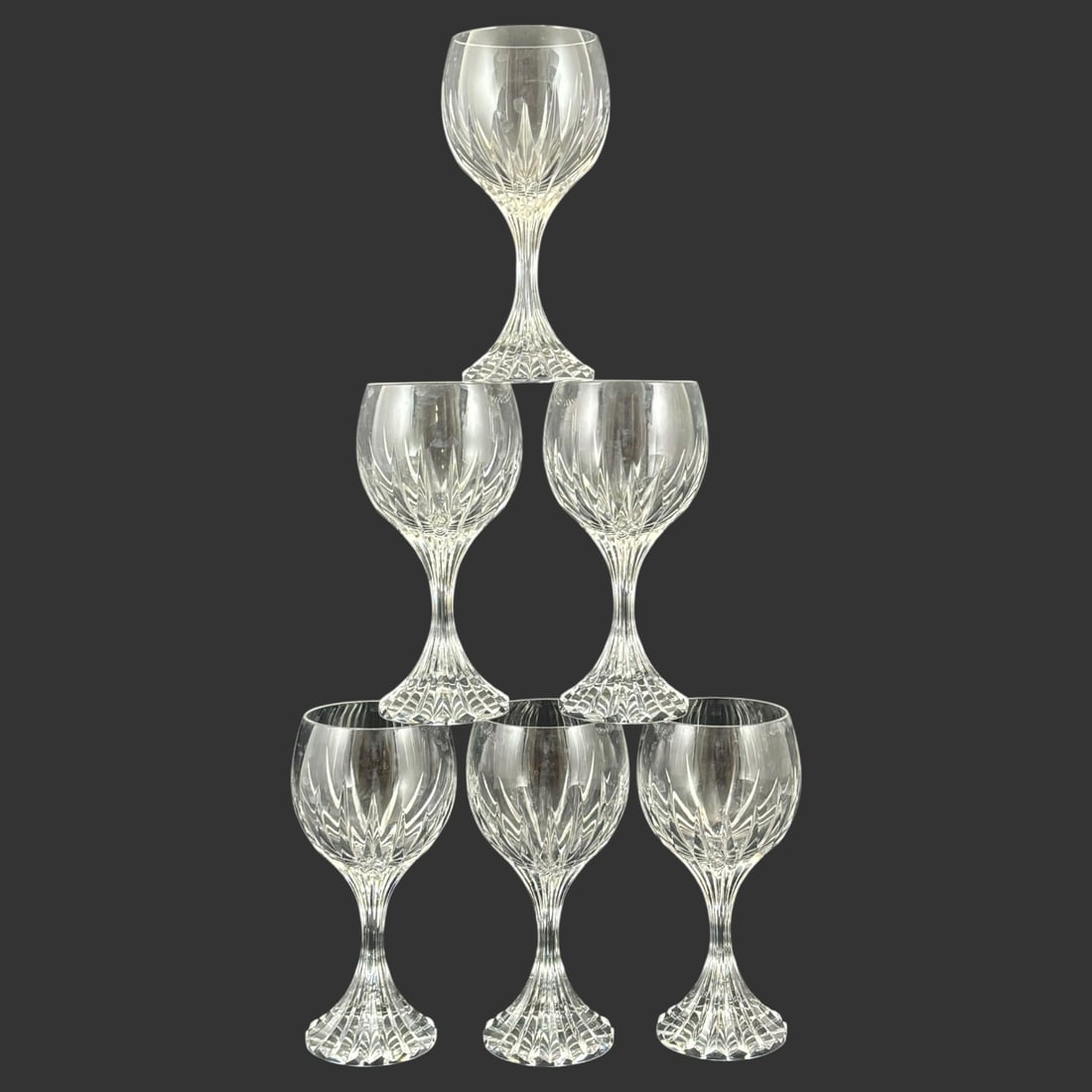 Set of 6 Baccarat Massena France Cut Crystal Wine Glasses (1 of 6)
