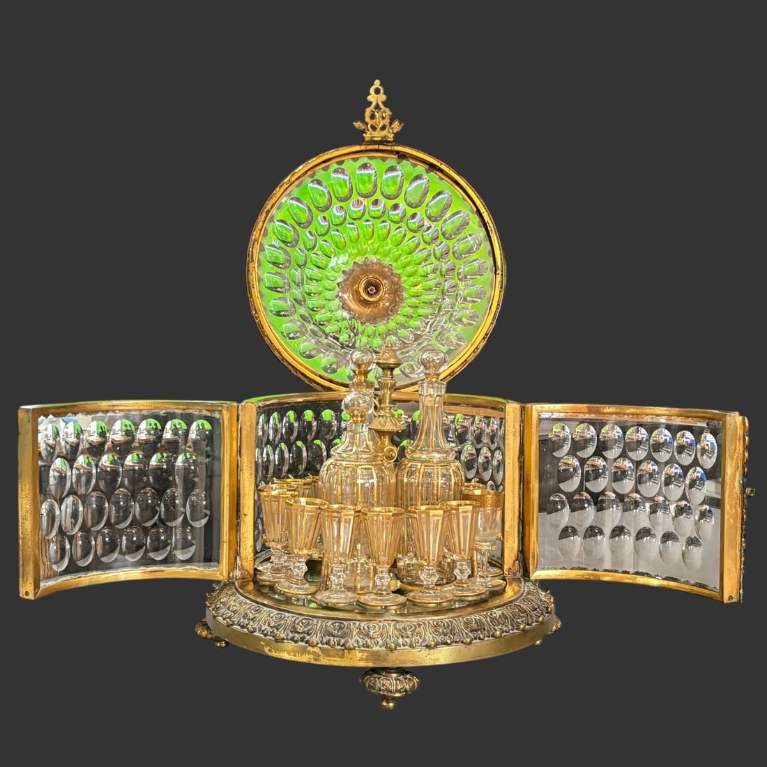 Antique French Gilt & Cut-Glass Baccarat Liqueur Set: A stun