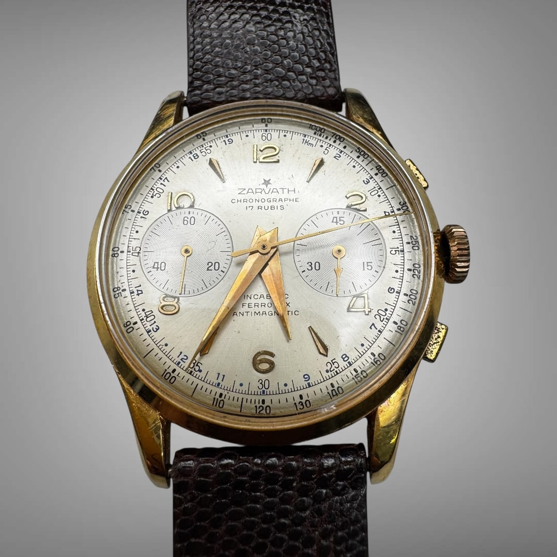 Zarvath Chronographe 17 Rubis 18K Gold Case Mens Wristwatch (1 of 7)