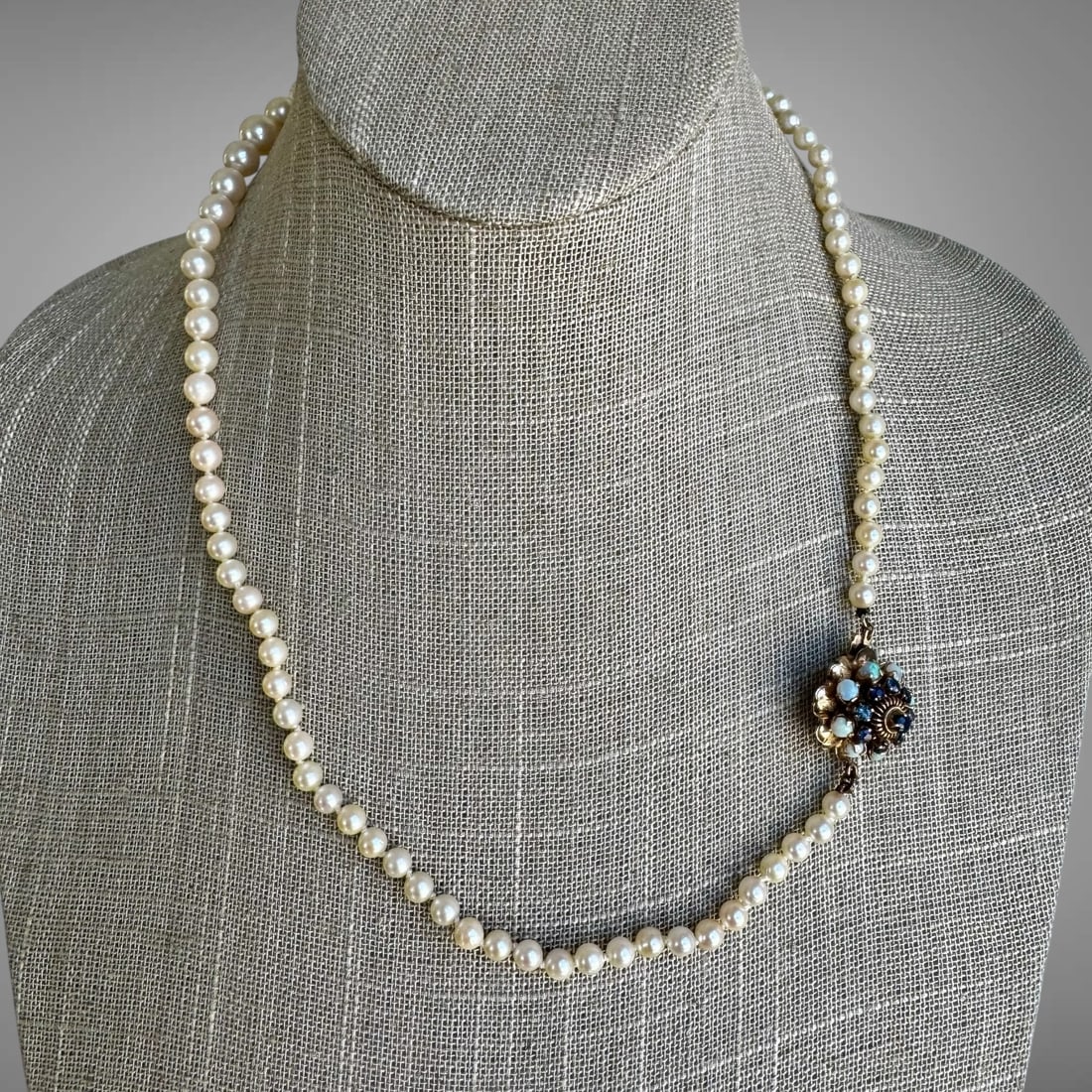 Antique 14K Yellow Gold Gemstone Graduated Pearl Necklace (1 of 8)