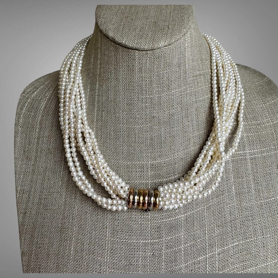Vintage Multi-Strand Cultured Pearl Necklace 14K Gold Clasp (1 of 10)
