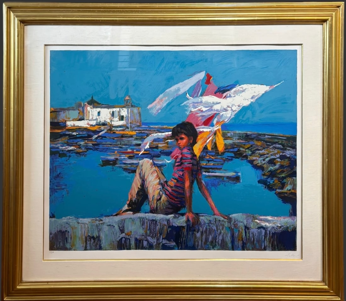 Nicola Simbari “Nino?? Limited Edition Serigraph, Signed, Italian Coastal Scene, 140/200 (1 of 8)
