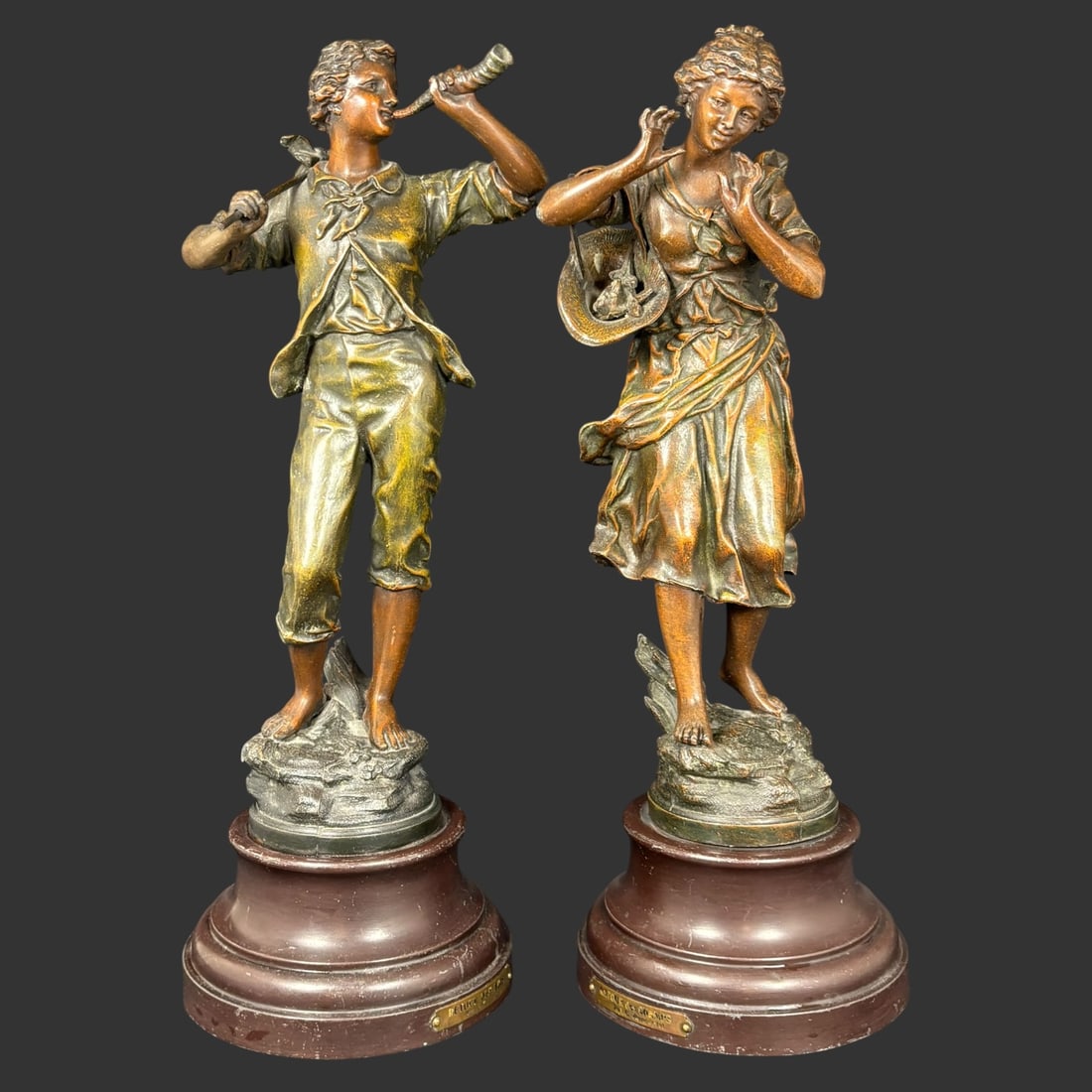 Antique French Spelter Figural Group “Retour des Bois?? by E. Rancoulet (1 of 8)