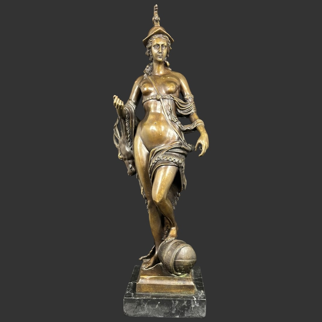 After P.J. Mêne Bronze Sculpture of Diana the Huntress with Stag: A f