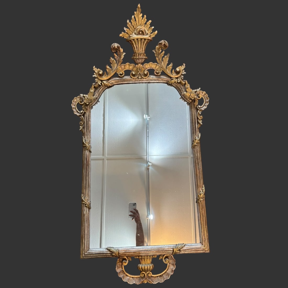 Antique French Giltwood Louis XV Style Mirror with Ornate Crest (1 of 3)