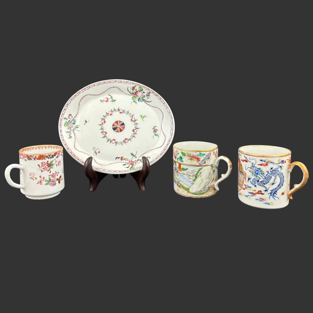 18th Century Chinese Export Porcelain Teacups & Saucer Group (1 of 8)