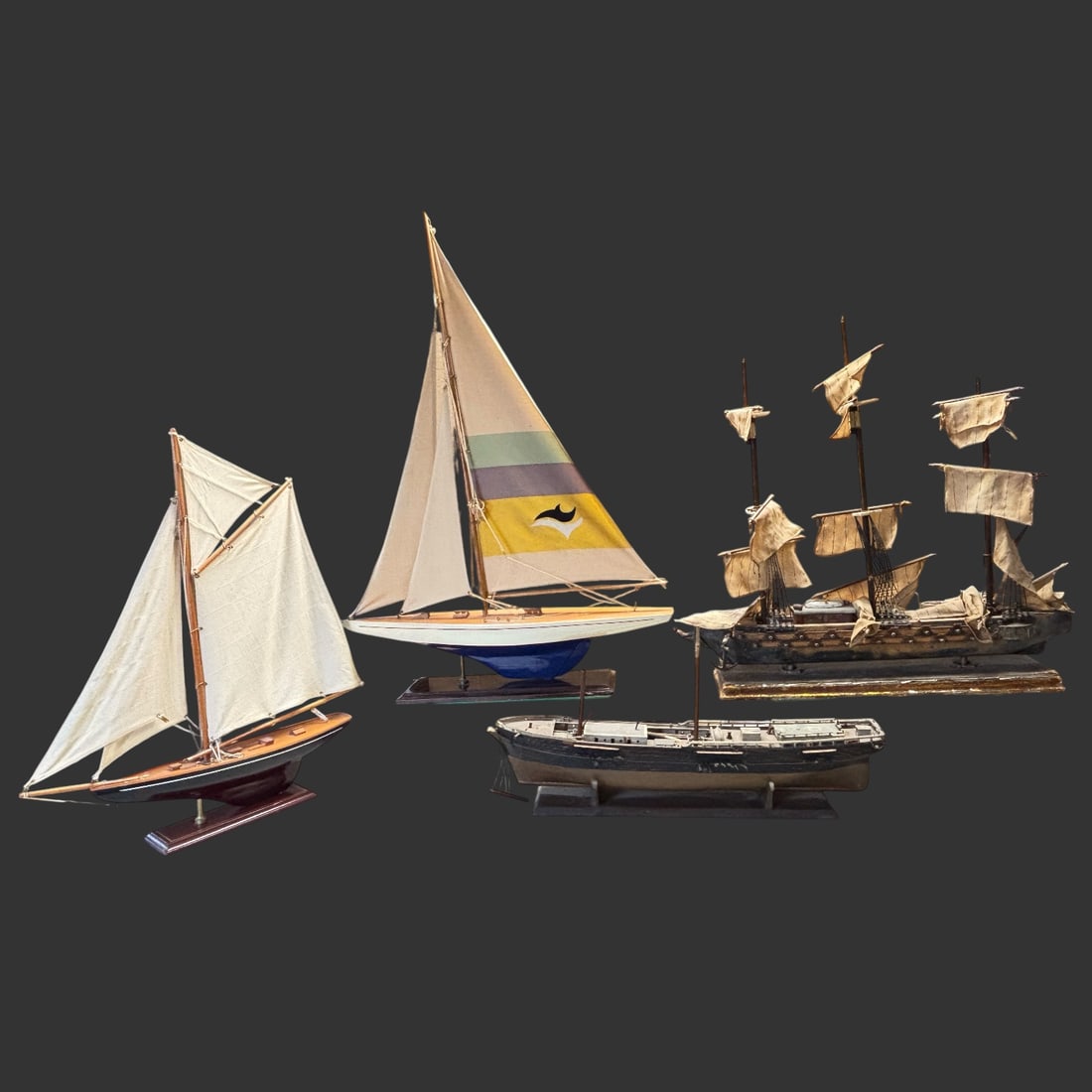 Vintage Decorative Model Sailboats & Frigate Ship Collection (4 Pieces) (1 of 12)