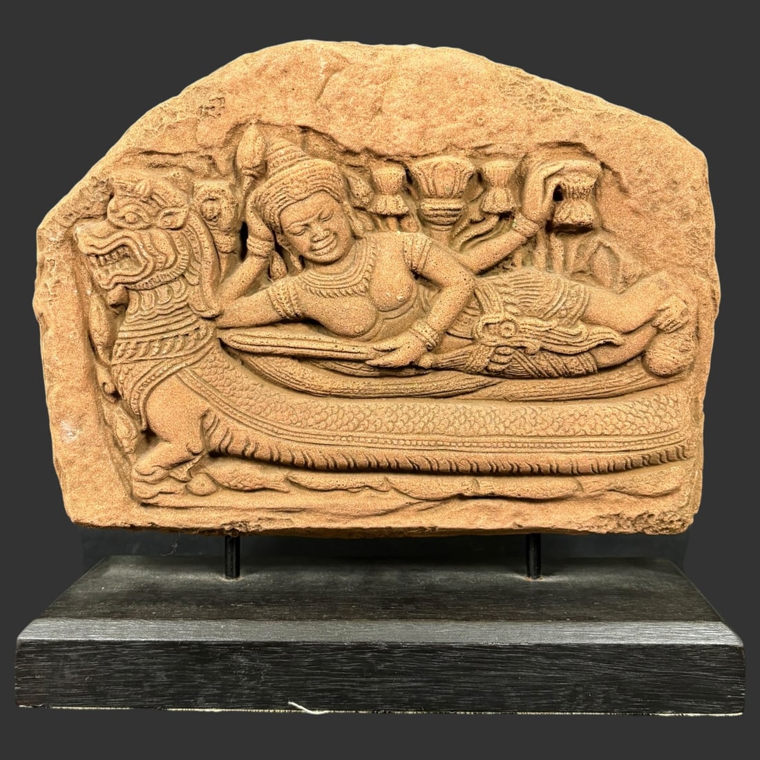 Antique Southeast Asian Sandstone Relief Panel of Reclining Figure (1 of 7)