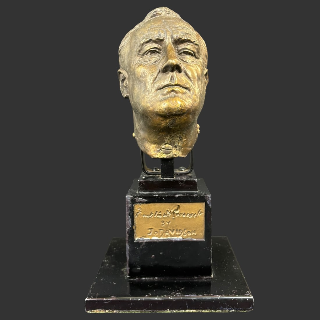 Franklin D. Roosevelt Bronze Bust by Jo Davidson: A str