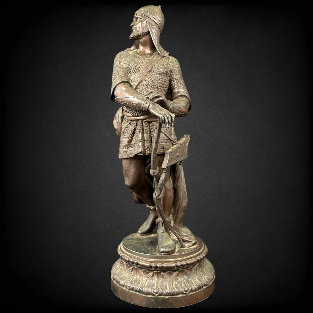 Antique Spelter Figure of Medieval Warrior with Axe (1 of 6)