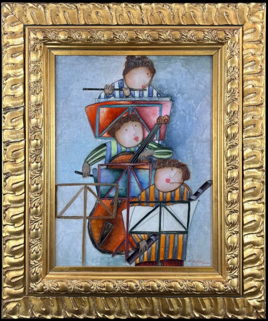Joyce Roybal Mixed Media Painting of Whimsical Musicians (1 of 4)